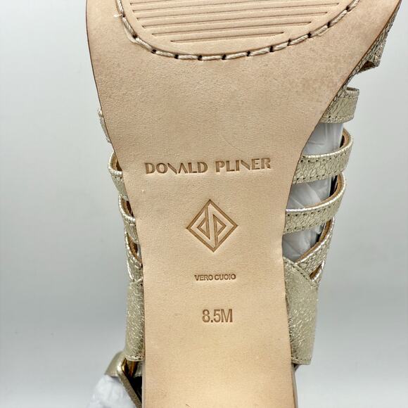 Donald Pliner Womens Sevanna Heeled Sandals US 8.5 M Gold Metallic Leather NIB - Picture 13 of 13